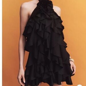 BHLDN tiered cocktail dress with rose appliqué